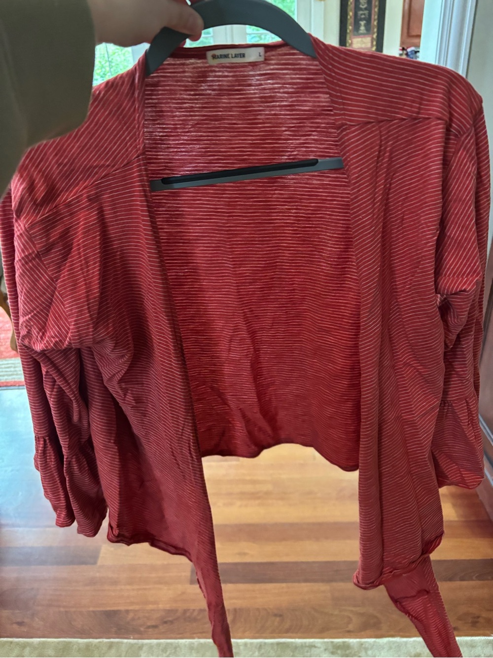 Marine Layer Red Striped Open-Front top
